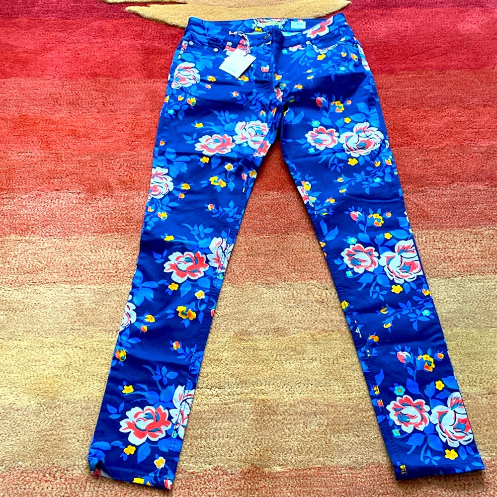 Johnnie B  by Boden Skinny Jeans Mid-Rise Blue w/ roses size 30L